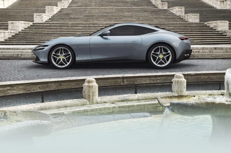 ภาพรถ Ferrari Roma ของแท้จากสื่อทางการของผู้ผลิต ใช้ประกอบการเลือกไซซ์ยางให้ตรงรุ่น