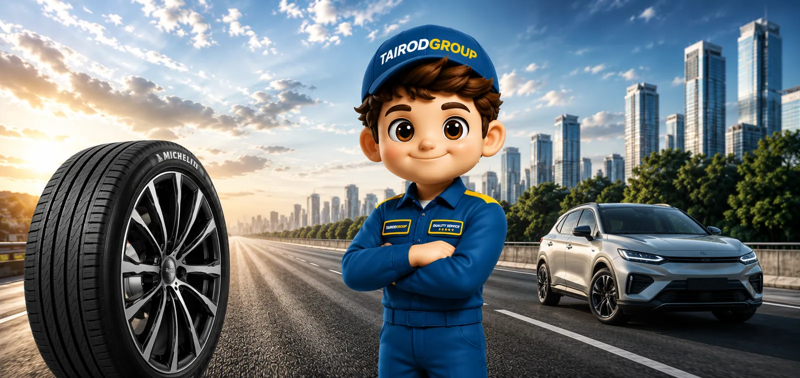ช่างยาง TAIRODGROUP พร้อมยางรถยนต์และรถบนถนน