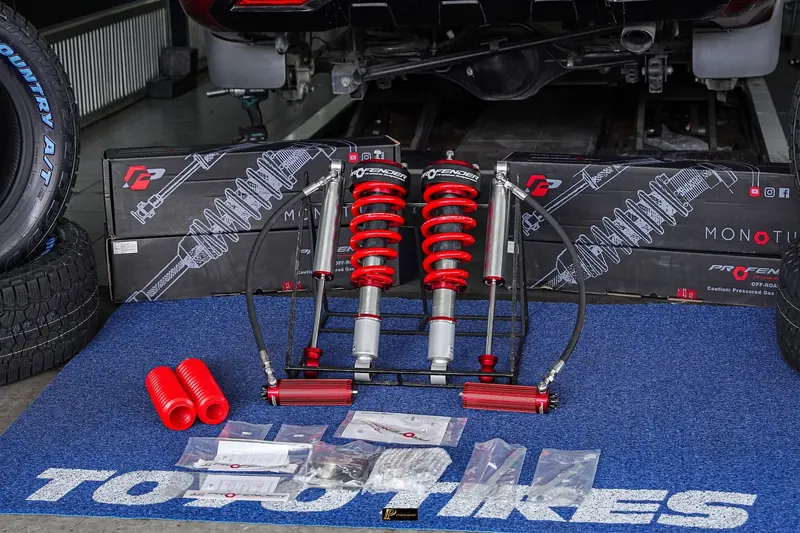 งานติดตั้งโช้ค Profender ที่ร้าน TAIRODGROUP (pajero sport monotube set)